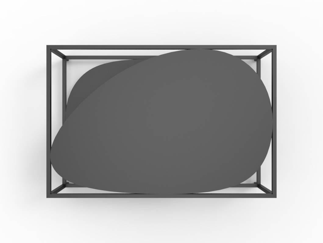 Américain Table basse contemporaine minimaliste noire organique sculpturale en acier, États-Unis en vente