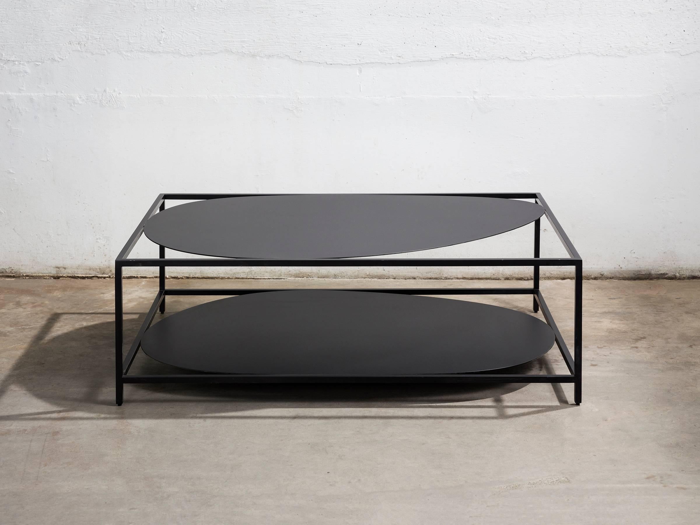 American Contemporary Minimal Black Organic Sculptural Steel Coffee Table, USA For Sale
