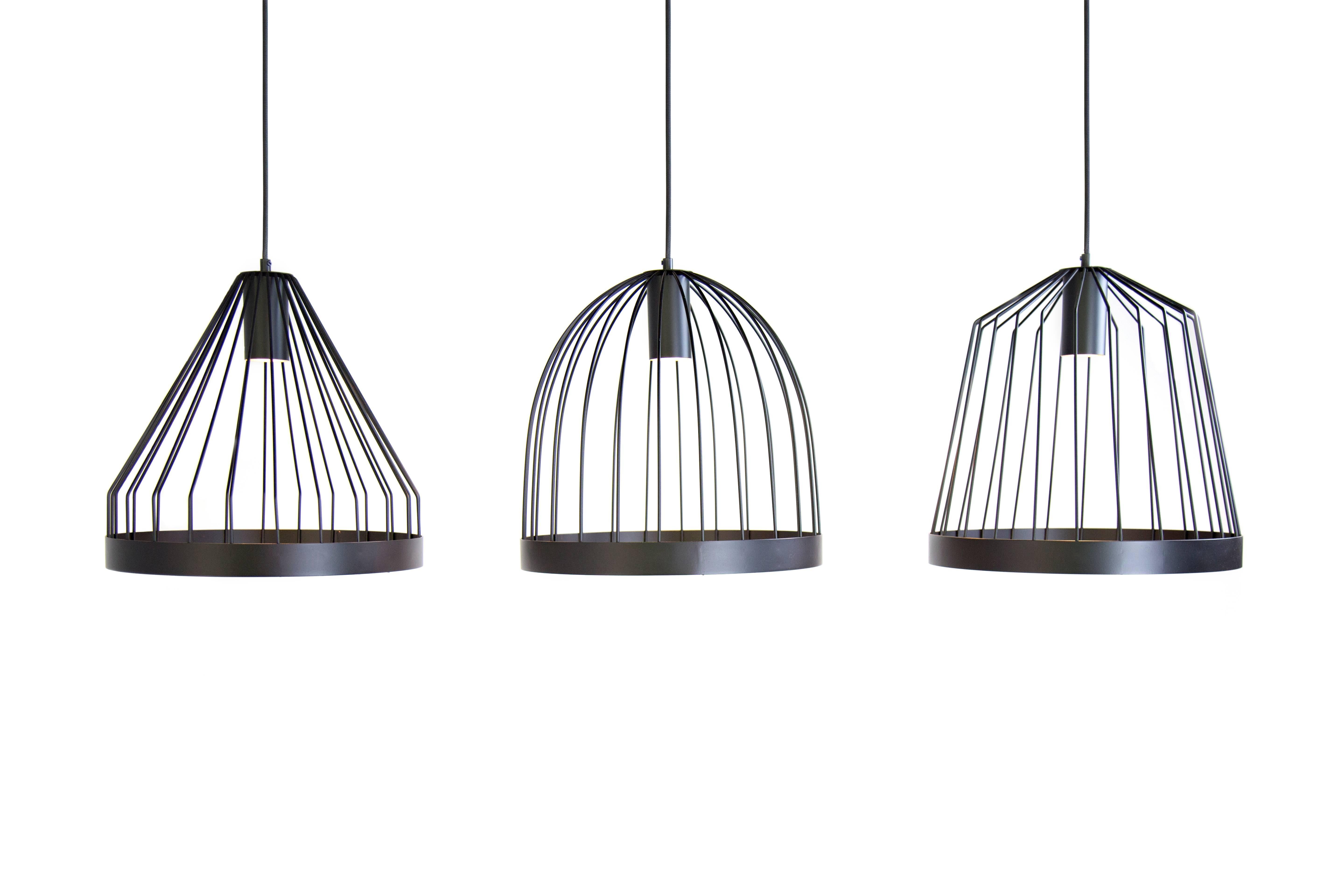 American UL Contemporary Concealed LED Black Steel Hanging Pendant Light, Shape 