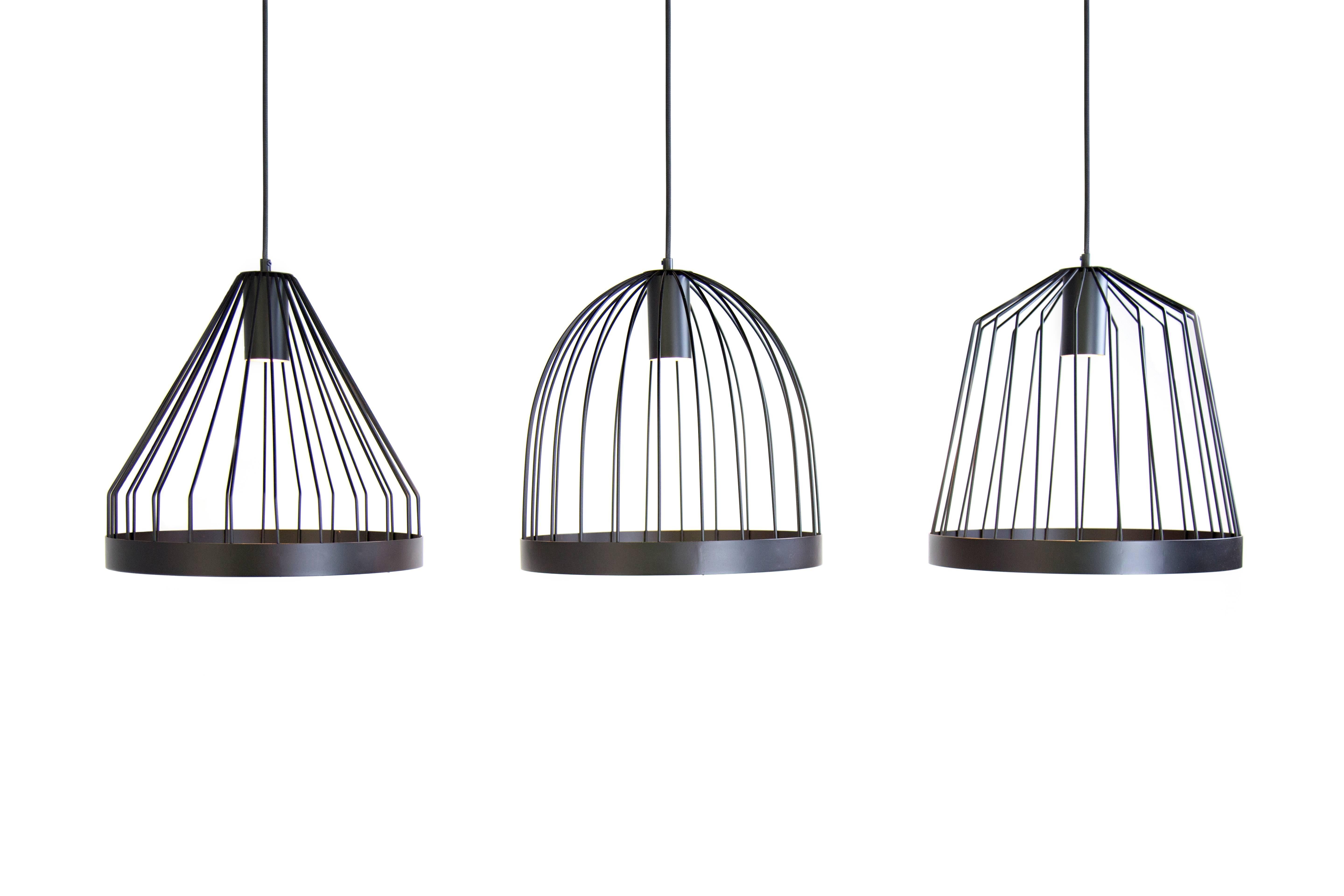 Modern UL Contemporary Concealed LED Black Steel Hanging Pendant Light, Shape 