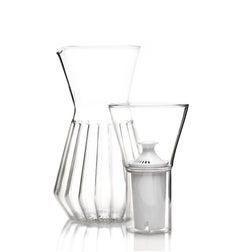 fferrone Fluted Talise Carafe Pitcher and Six Mixed Small Glass Set