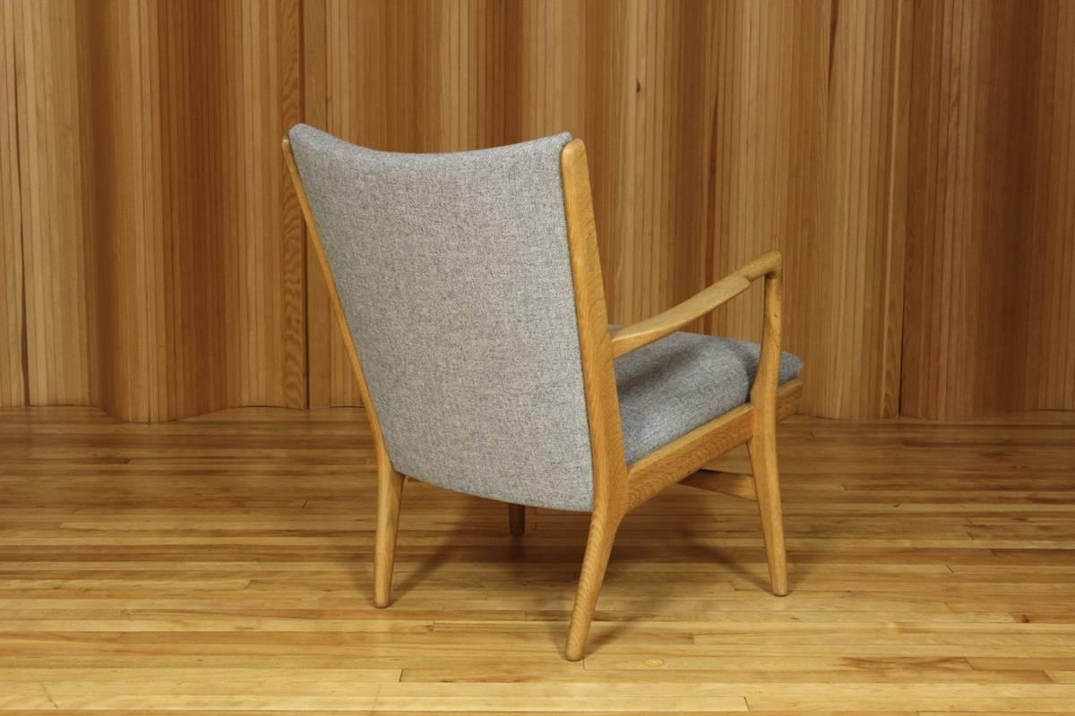 Danish Hans Wegner Oak Lounge Chair Model AP16 Manufactured by A P Stolen Denmark