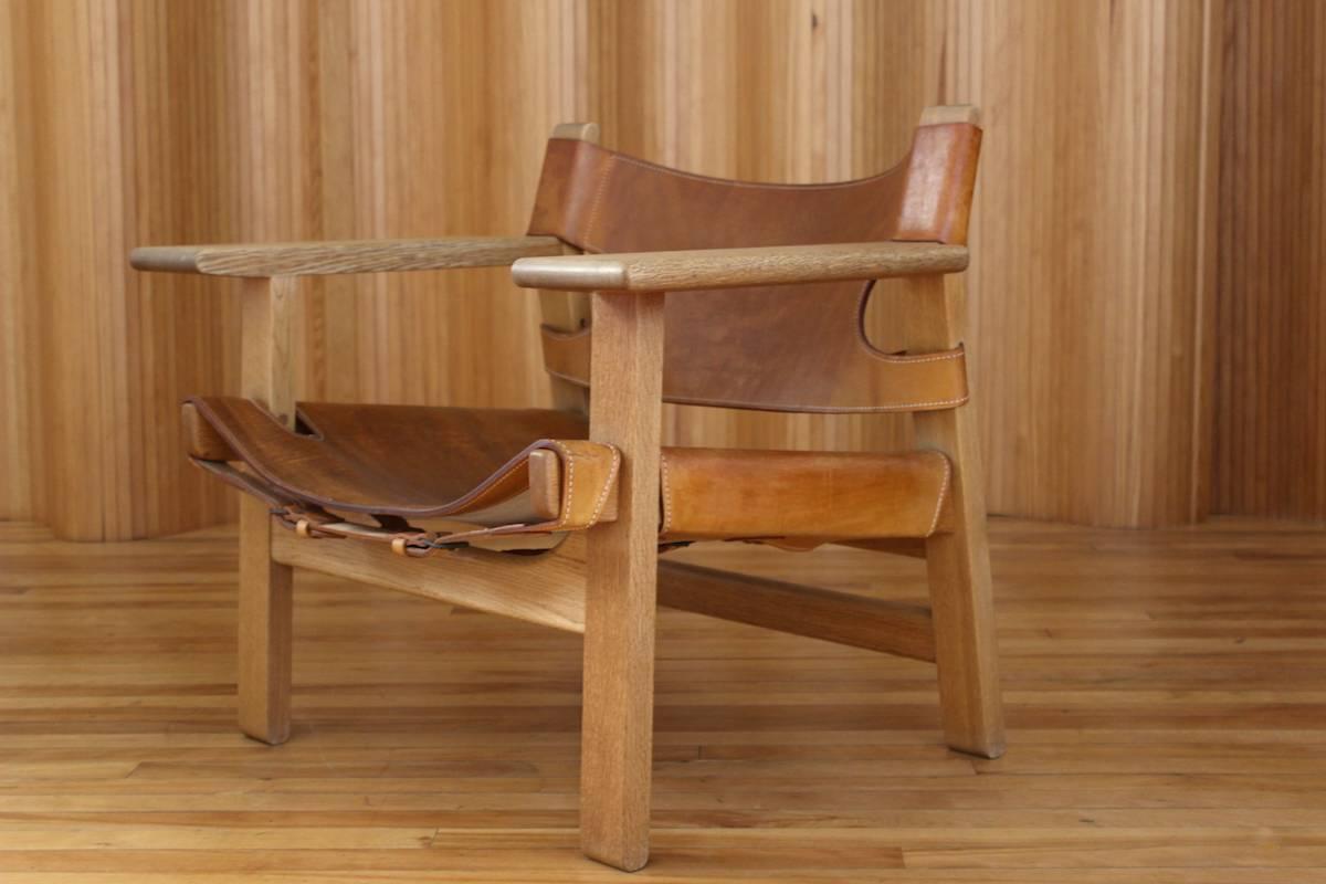 Leather Børge Mogensen 'Spanish' Chair Model 226 Fredericia Stolefabrik, Denmark For Sale