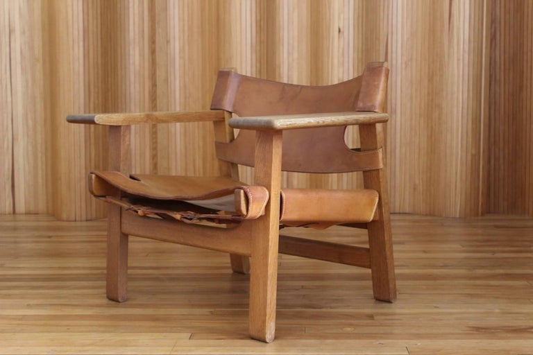 Leather Borge Mogensen 'Spanish' Chair Model 226 Fredericia Stolefabrik, Denmark For Sale