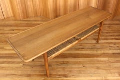 Hans Wegner Oak and Rattan Coffee Table Model At-10 Andreas Tuck, Denmark