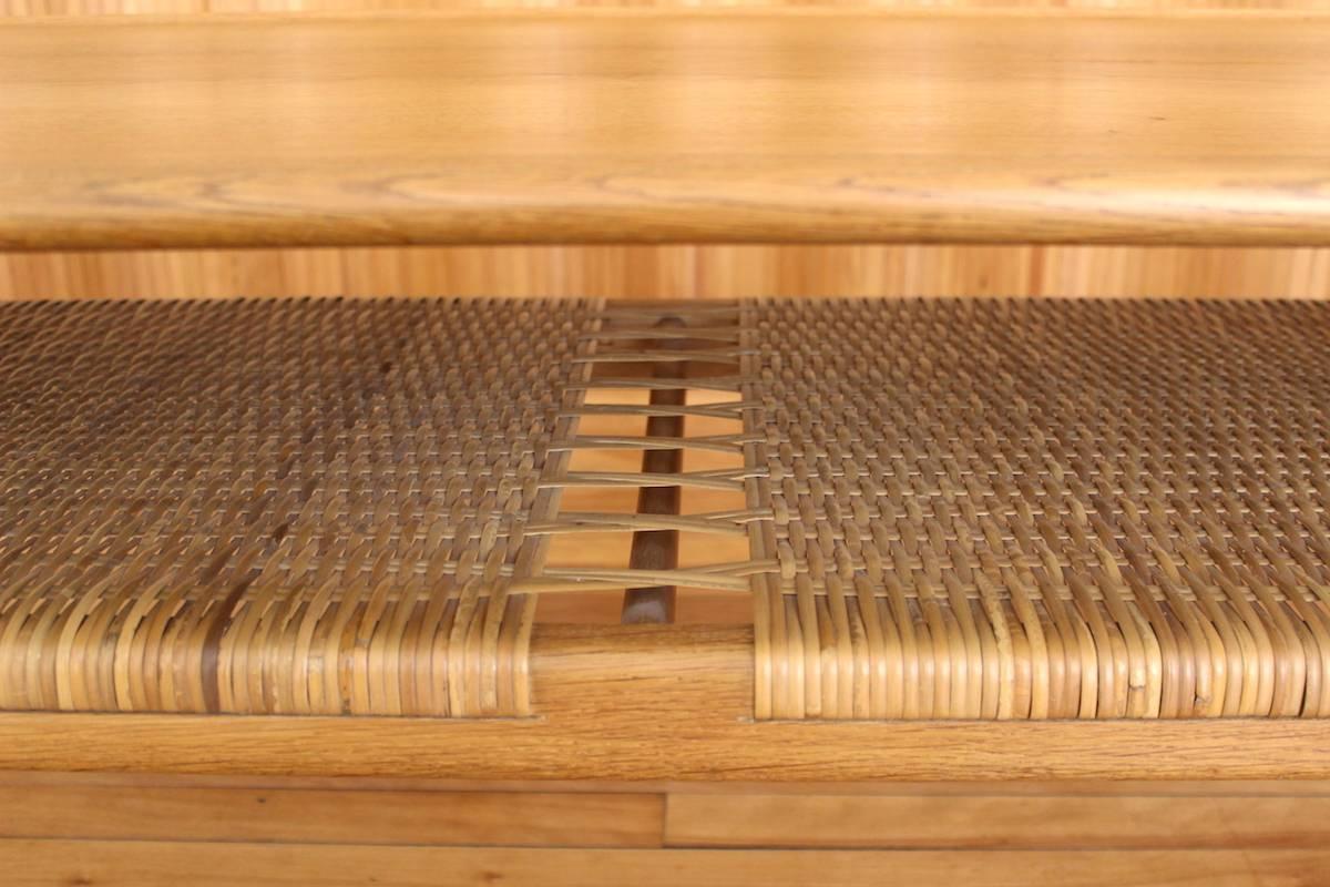 Hans Wegner Oak and Rattan Coffee Table Model At-10 Andreas Tuck, Denmark In Good Condition For Sale In Edinburgh, GB