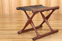 Poul Hundevad Teak and Leather Model PH41 'Guldhoj' Folding Stool