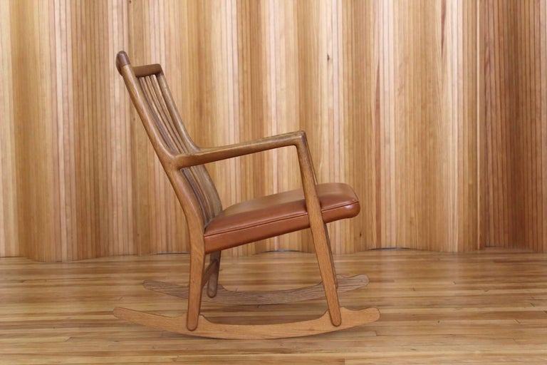 Scandinavian Modern Rare and Stunning Hans Wegner Model ML33 Rocking Chair Mikael Laursen Denmark For Sale