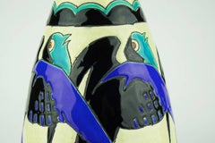 Art Deco Keramis Boch Blue Swallows Vase