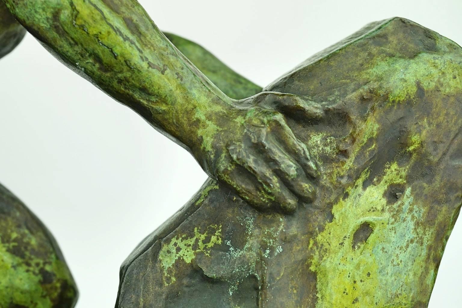 Art Deco Bronze Sculpture of a Man in Full Effort by Van Rijswijck For Sale 2
