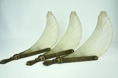 Three Art Deco Wall Sconces with Stylized Flames
