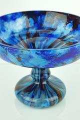 Large French Art Deco Charles Schneider Glass Blue Bowl