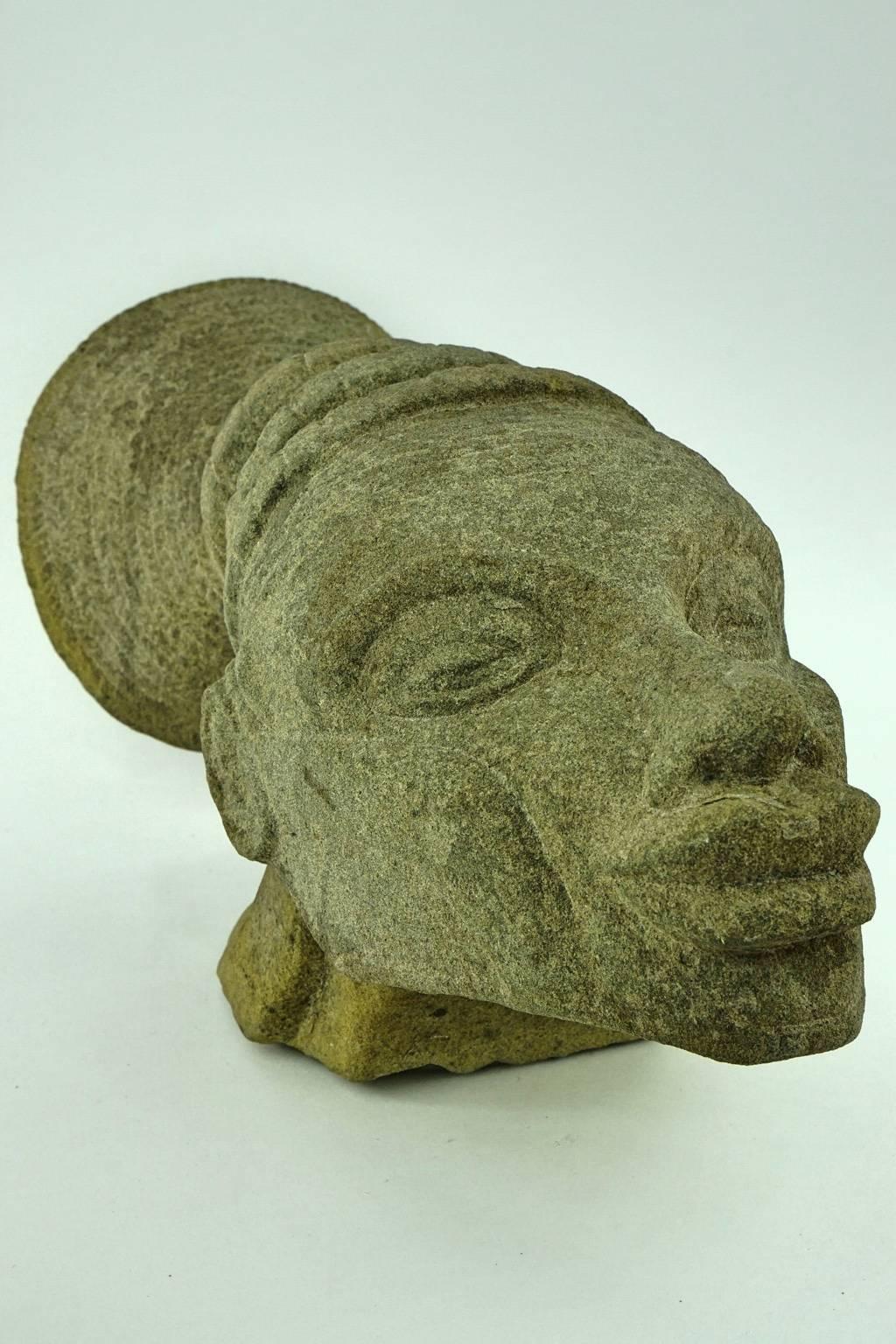 Art Deco French African Mangbetu Head Sculpture For Sale 2