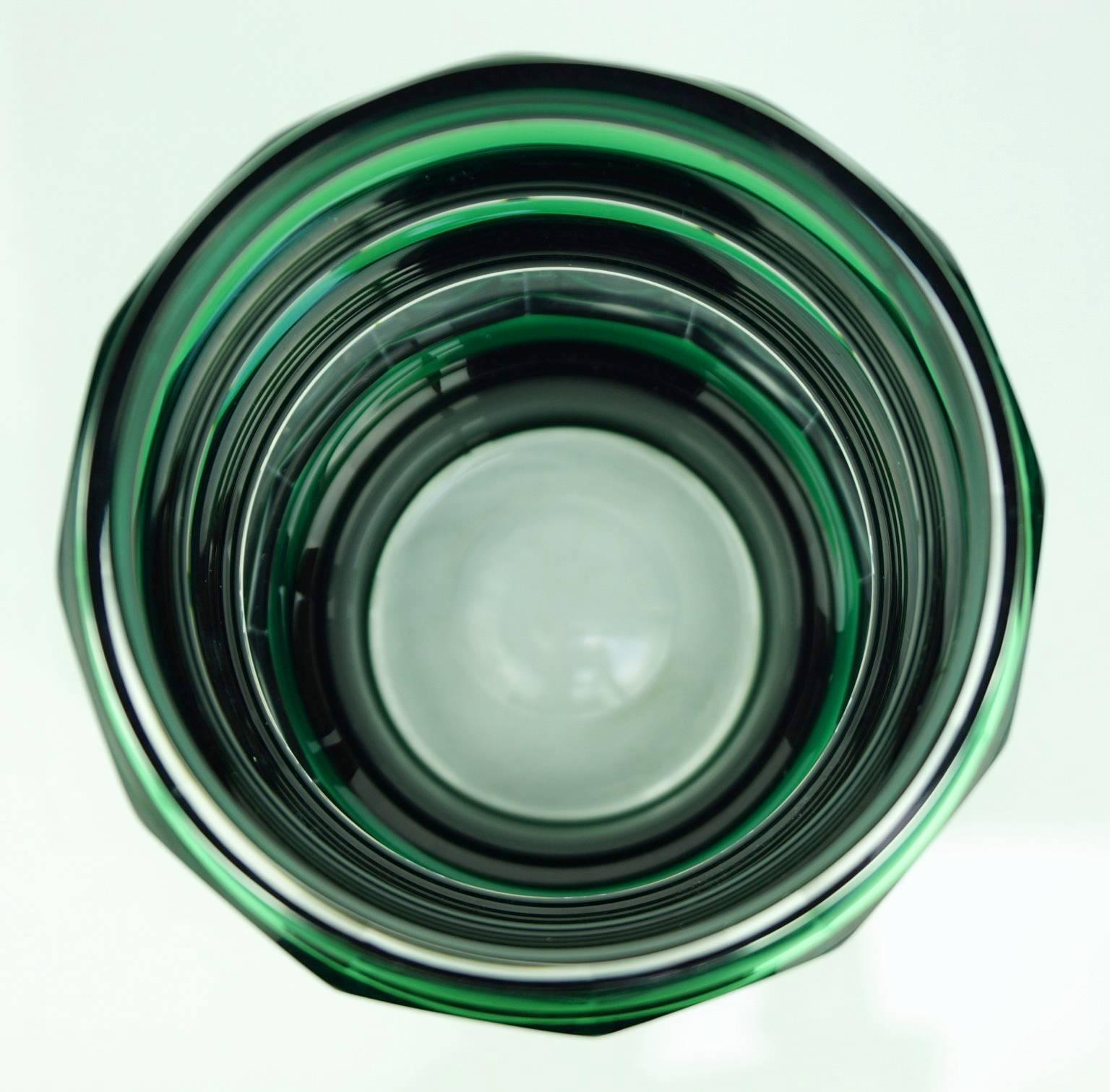 Mid-20th Century Art Deco Val Saint Lambert Green Formosa Vase For Sale