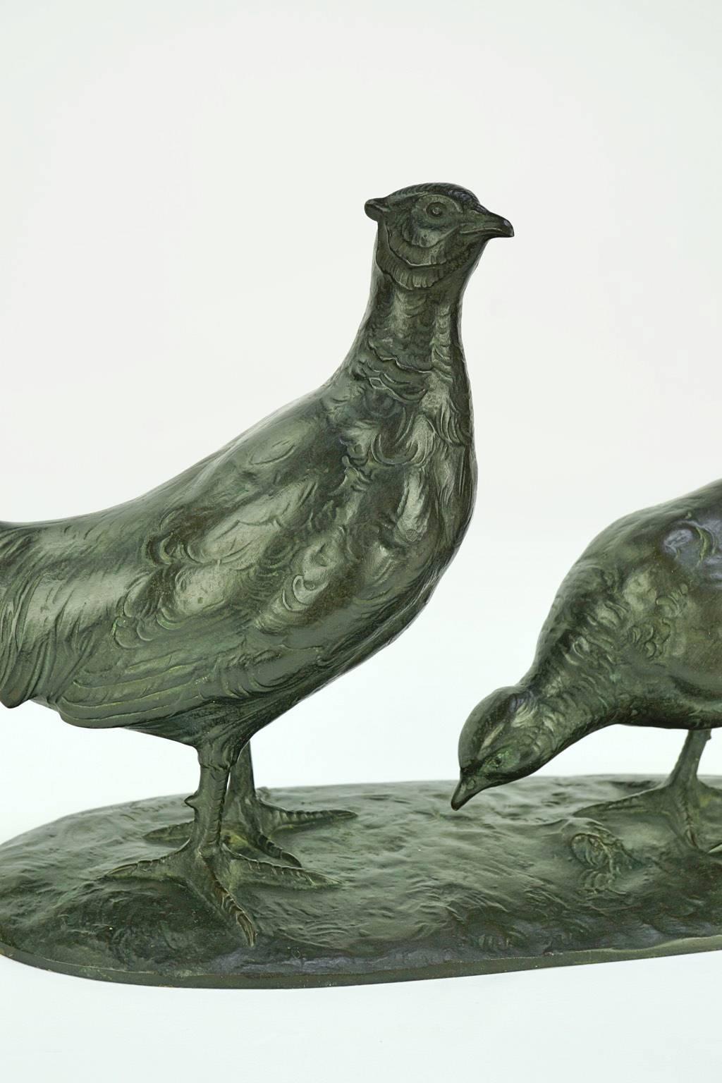 Bronze Couple of Pheasants by Otto Poertzel For Sale