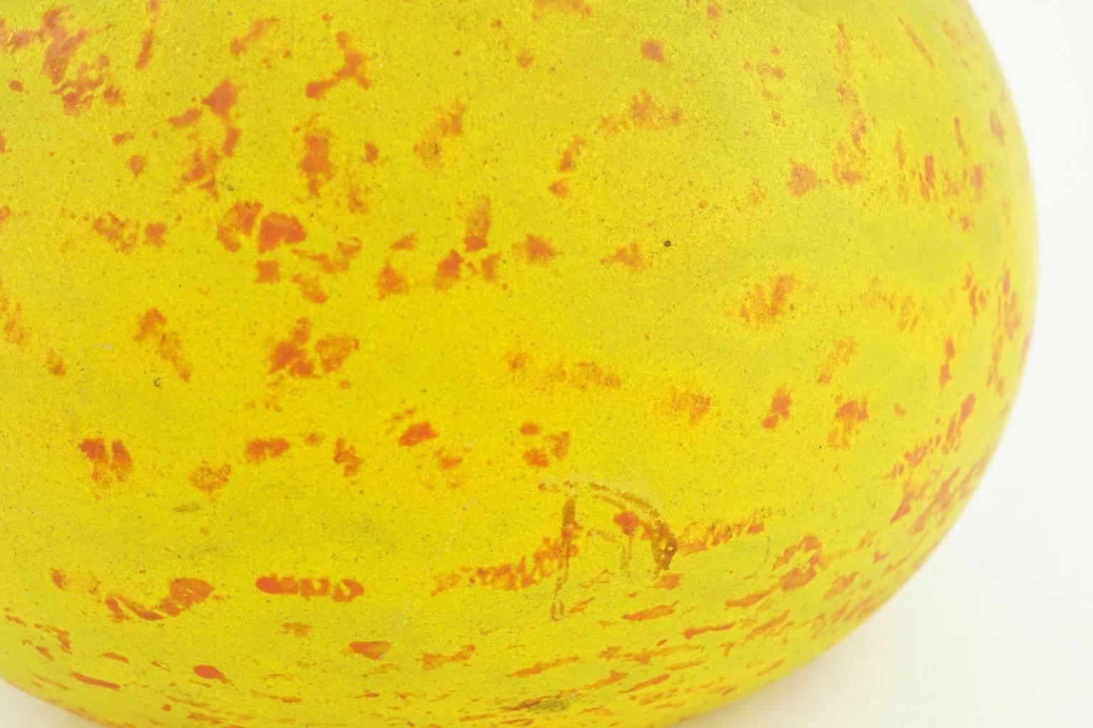 French Art Deco Large Yellow Delatte Berluze Vase For Sale