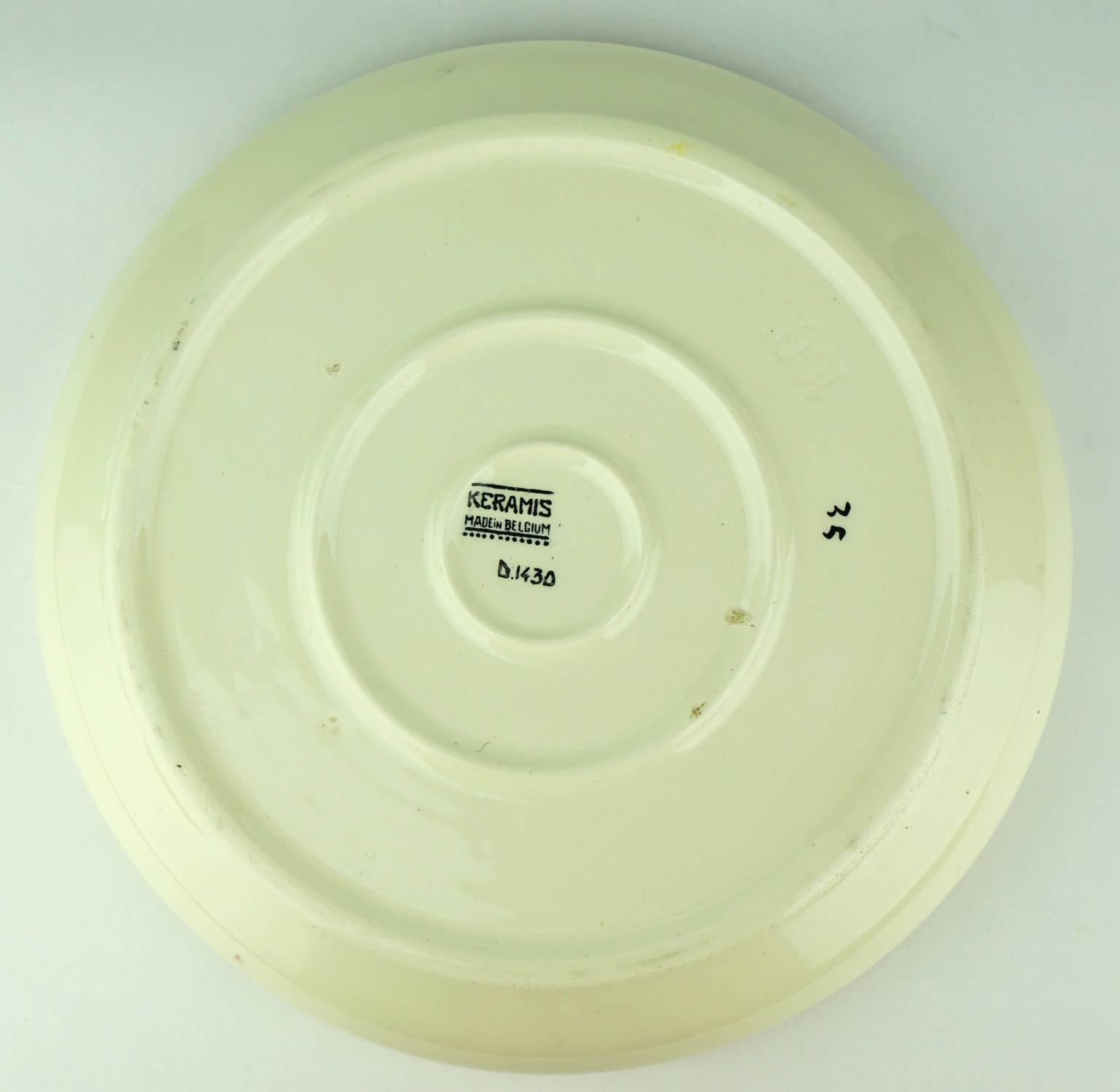 Enameled Art Deco Keramis Boch Plate For Sale