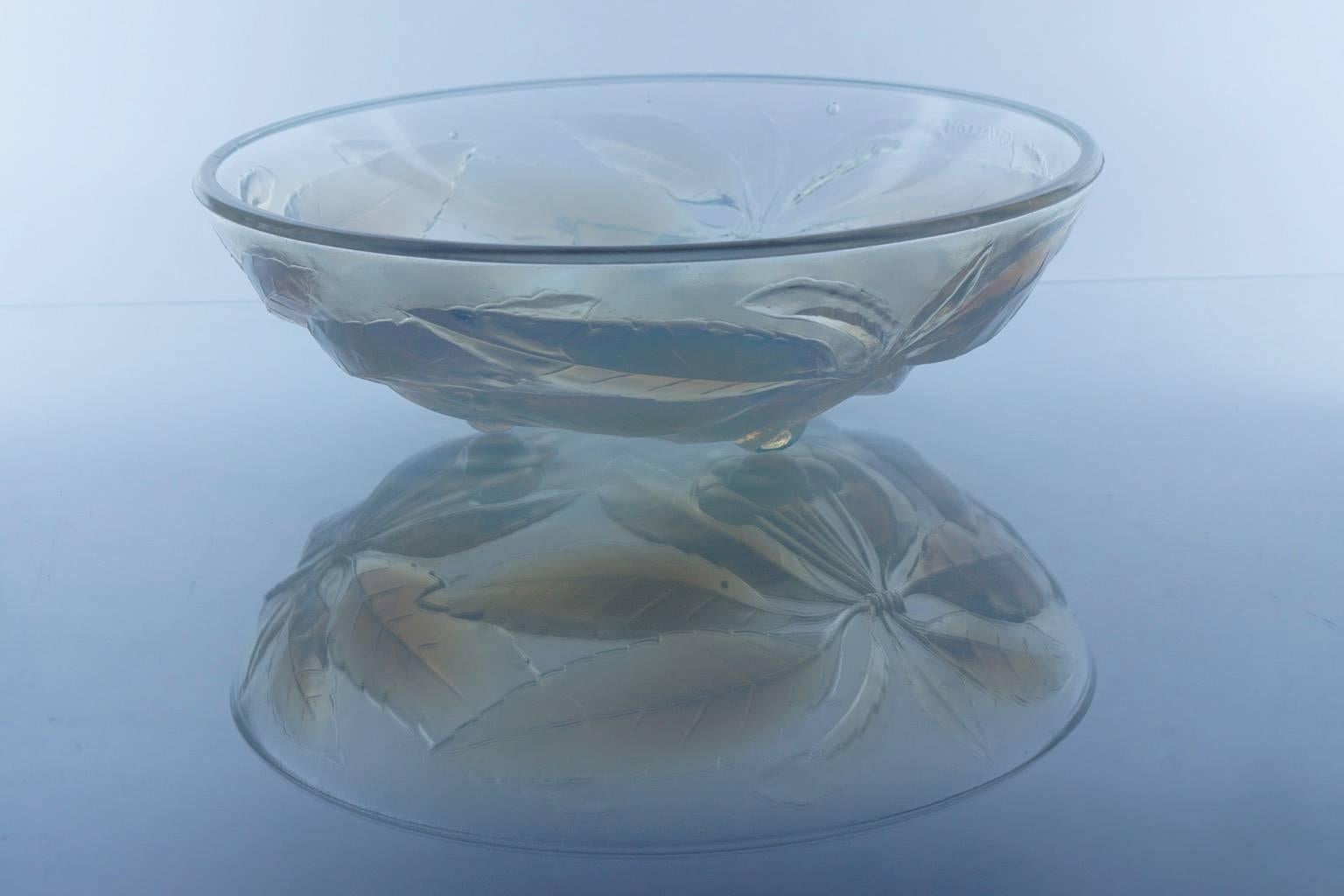 Early 20th Century French Art Deco Opalescent Pressed Glass Centre Bowl