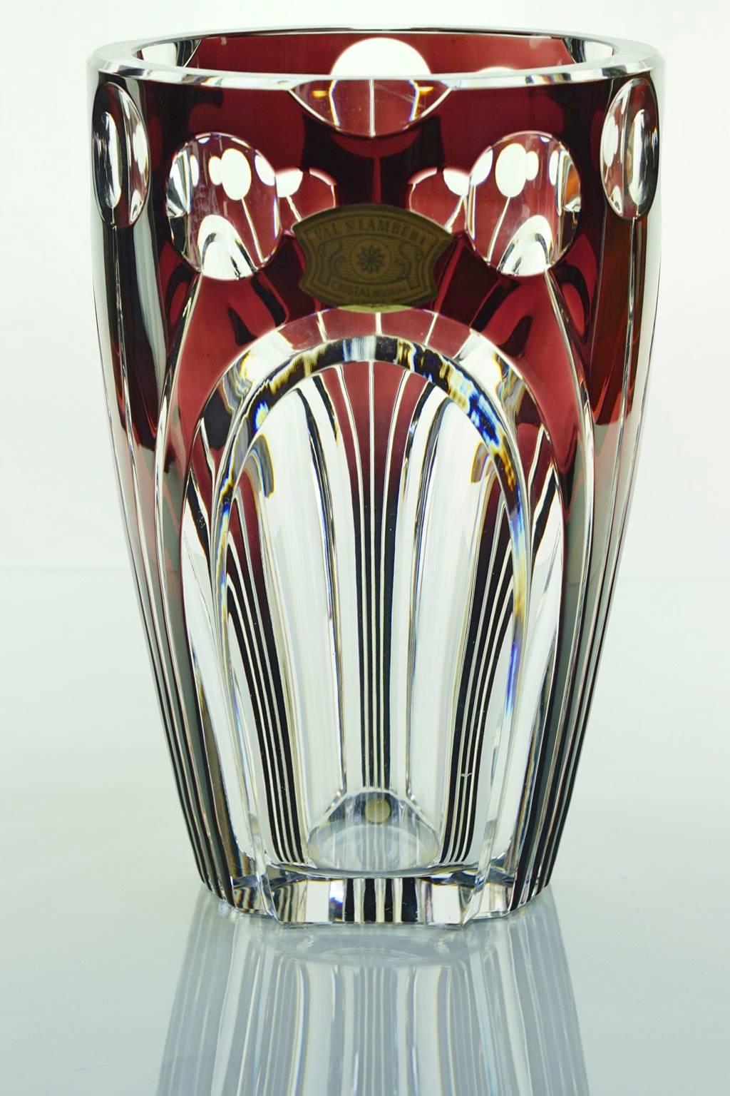 Rare Art Deco Val Saint Lambert Numbered Crystal Vase 4