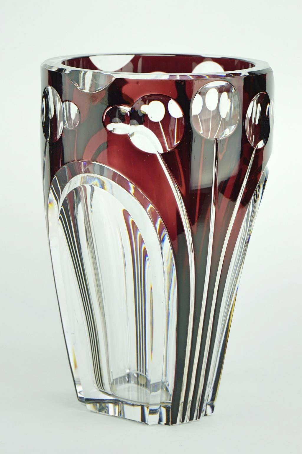 Rare Art Deco Val Saint Lambert Numbered Crystal Vase 5