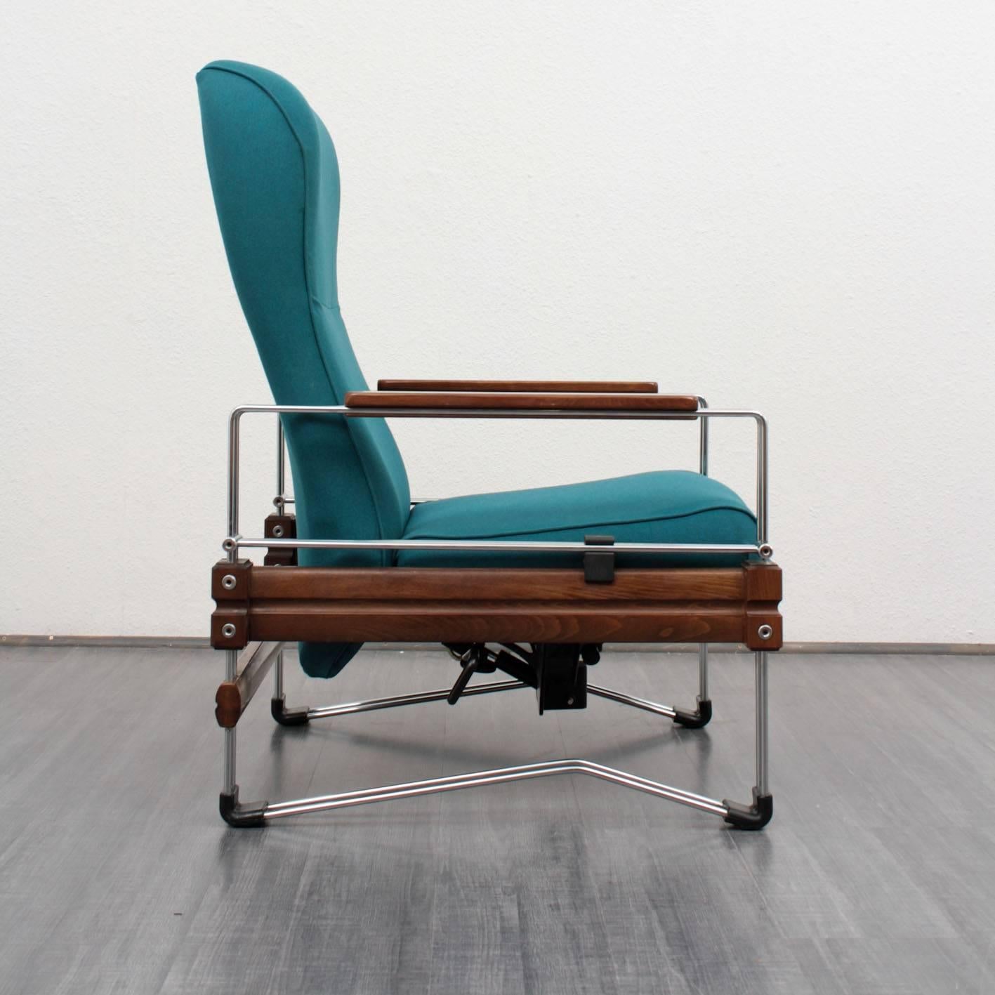 Norwegian Extravagant Lounge Chair, Wood and Chrome Frame For Sale