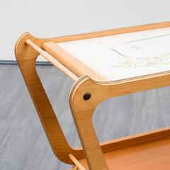 1950s Serving Trolley with Ceramic Tray, Cherrywood