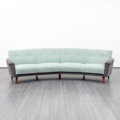 Semi-Circular 1950s Xl Sofa, Professionally Reupholstered