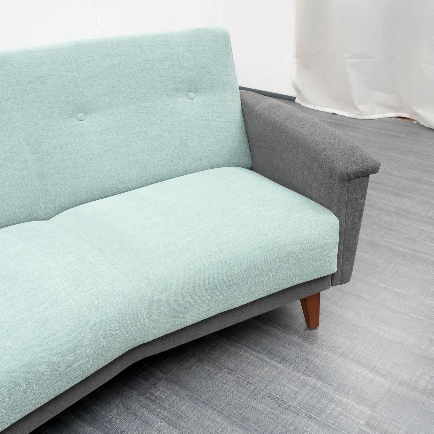 European Semi-Circular 1950s Xl Sofa, Professionally Reupholstered For Sale