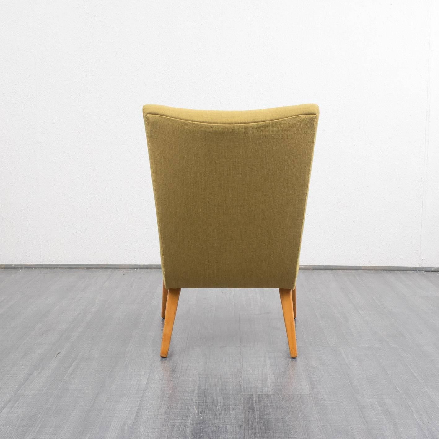 Mid-Century Modern Shapely 1950s Armchair, Reupholstered