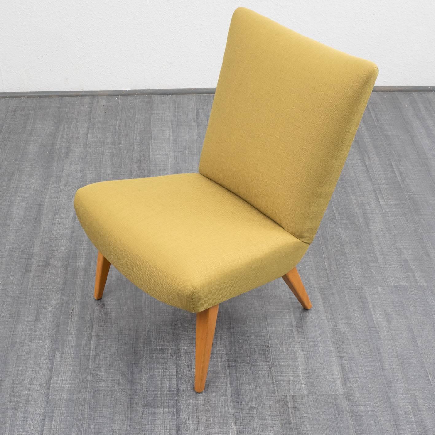 Shapely 1950s Armchair, Reupholstered 1