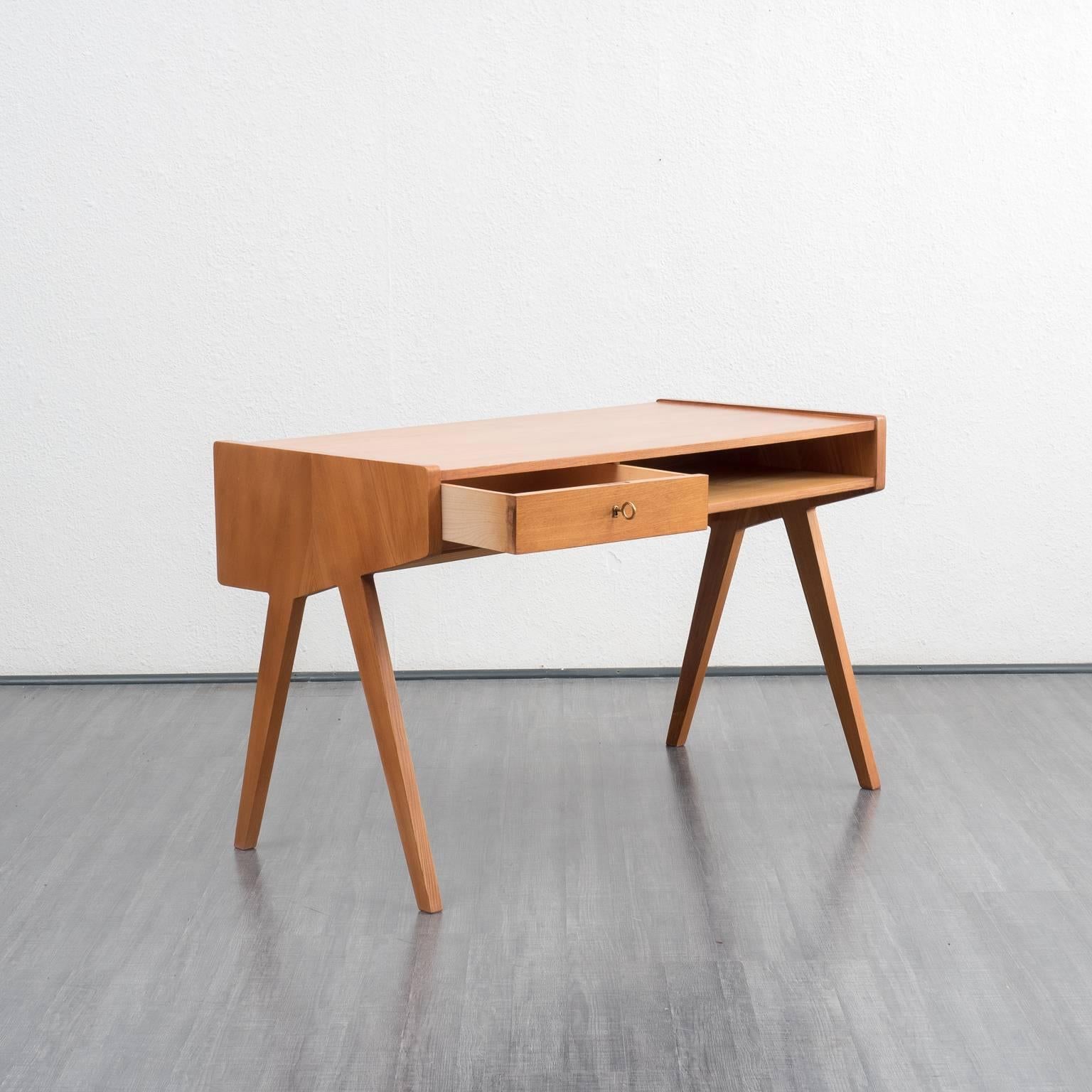 Mid-Century Modern Restored 1950s Walnut Desk, Helmut Magg