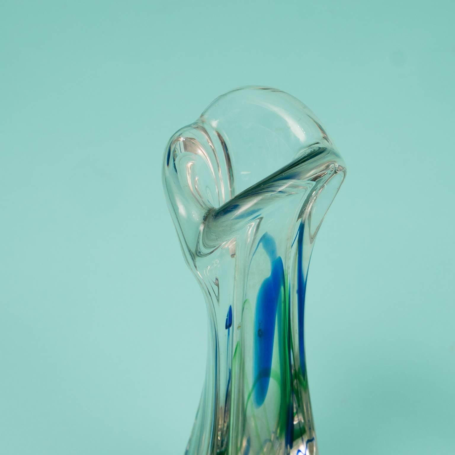 Mid-Century Modern Bicolored 1960s Glass Vase by Kristalunie Maastricht For Sale
