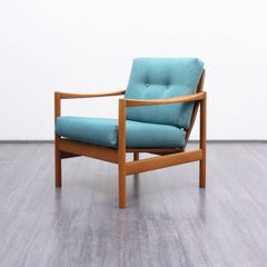 1960s Solid Beechwood Armchair, Reupholstered