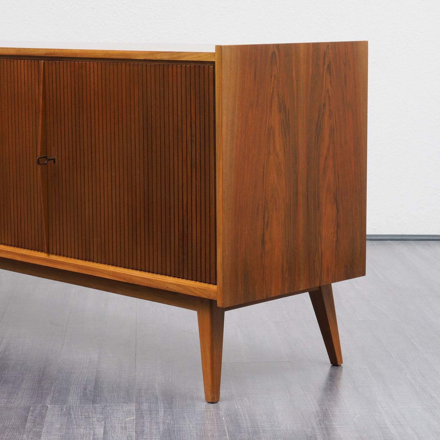 Mid-20th Century Rare 1950s Sideboard with Structured Doors, Completely Restored