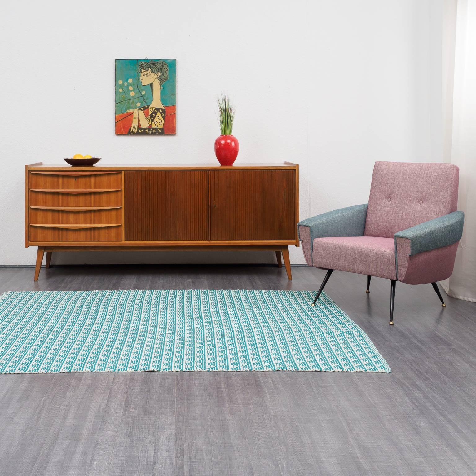 Rare 1950s Sideboard with Structured Doors, Completely Restored 2