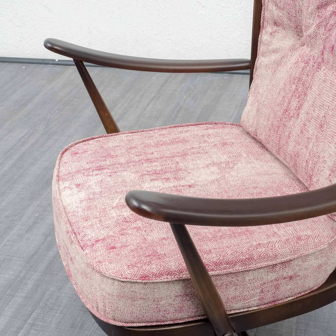 1950s Armchair and Ottoman, L. Ercolani for Ercol, New Upholstery For Sale 2
