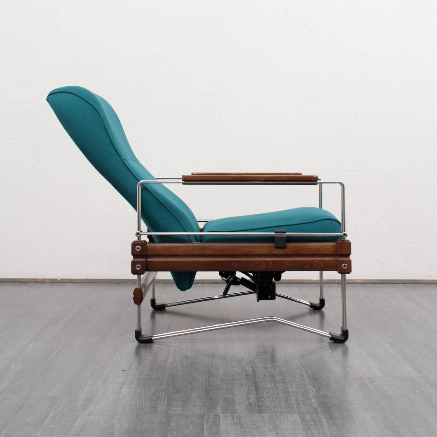 Mid-20th Century Extravagant Lounge Chair, Wood and Chrome Frame For Sale