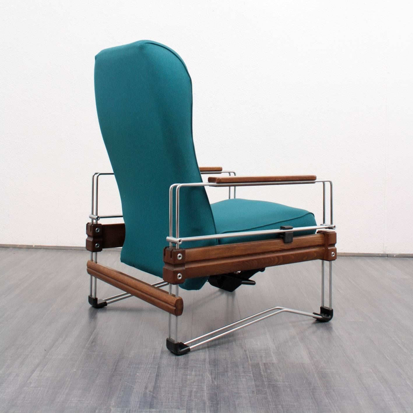 Fabric Extravagant Lounge Chair, Wood and Chrome Frame For Sale