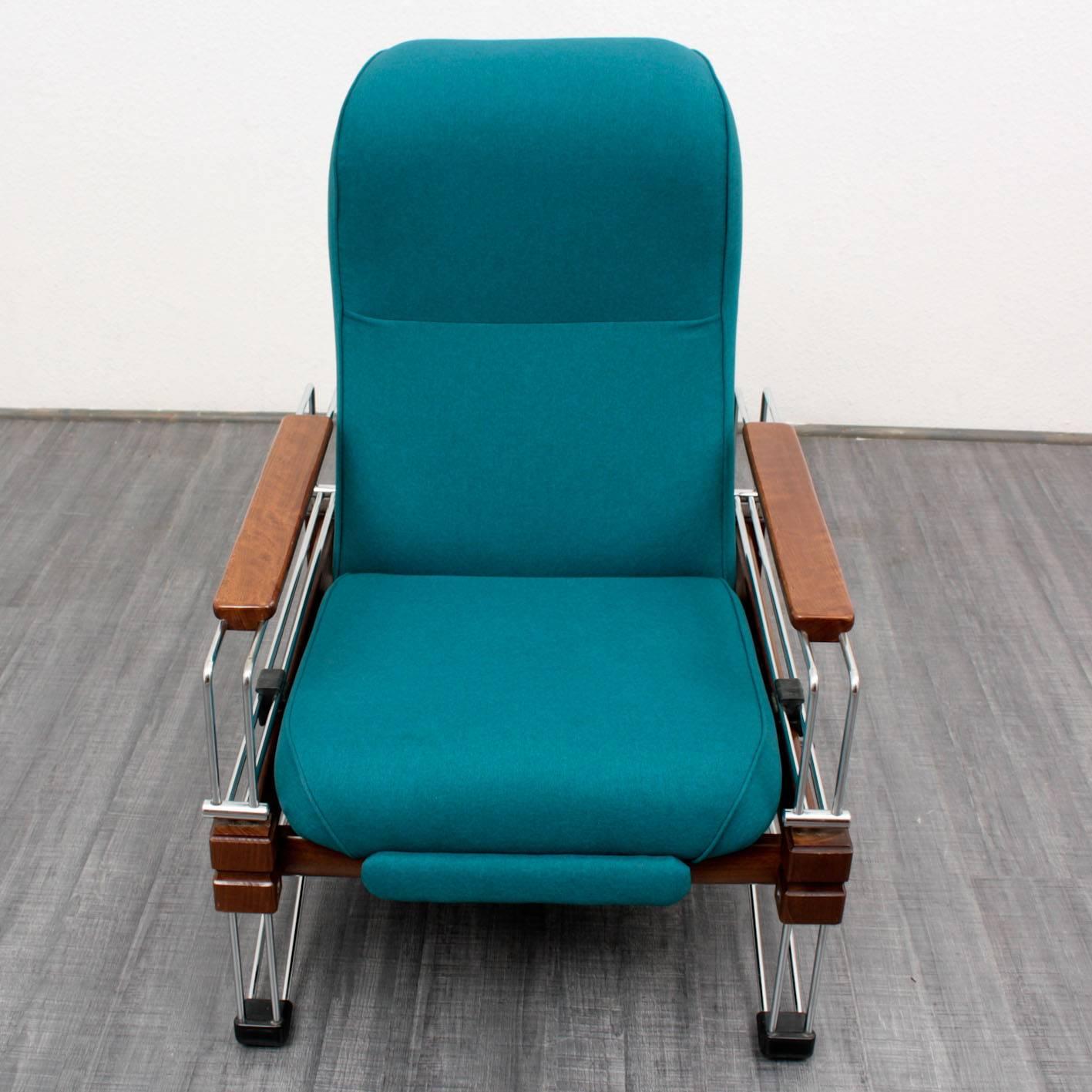 Extravagant Lounge Chair, Wood and Chrome Frame For Sale 2