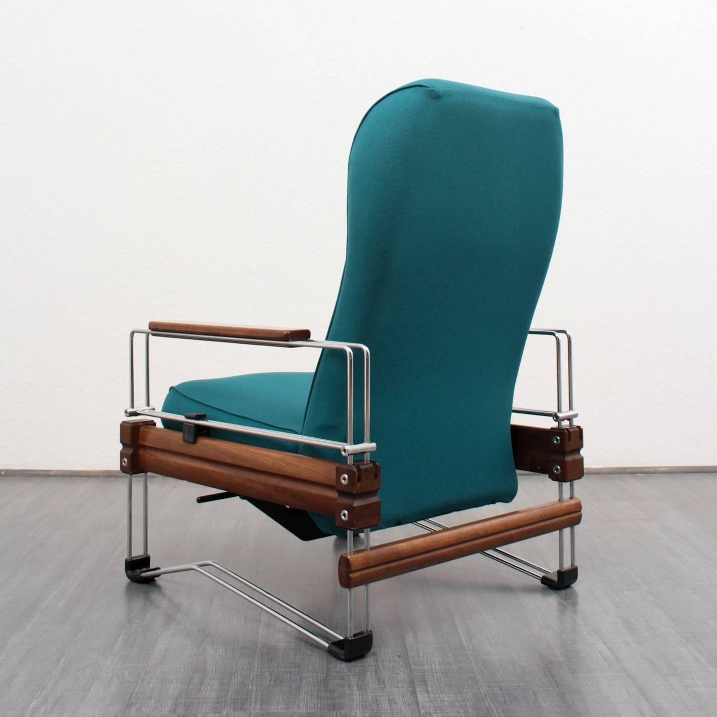 Extravagant Lounge Chair, Wood and Chrome Frame For Sale 3