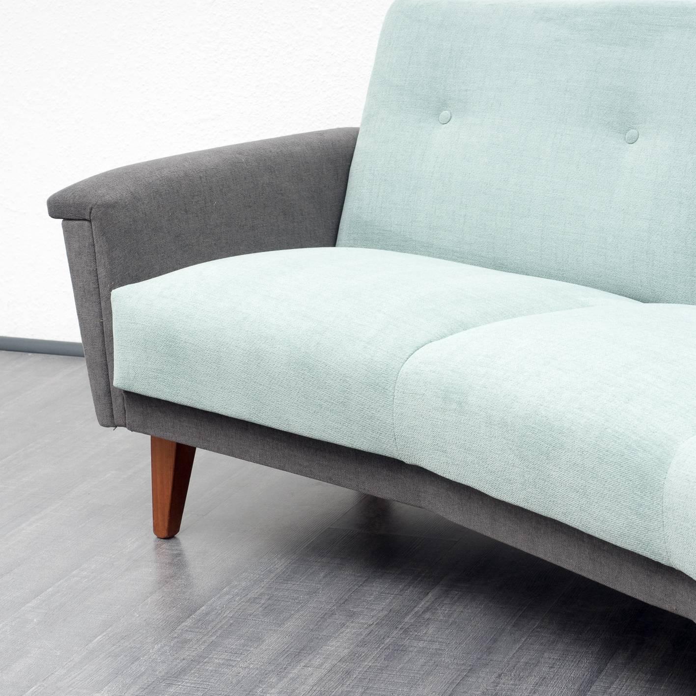 Semi-Circular 1950s Xl Sofa, Professionally Reupholstered For Sale 1
