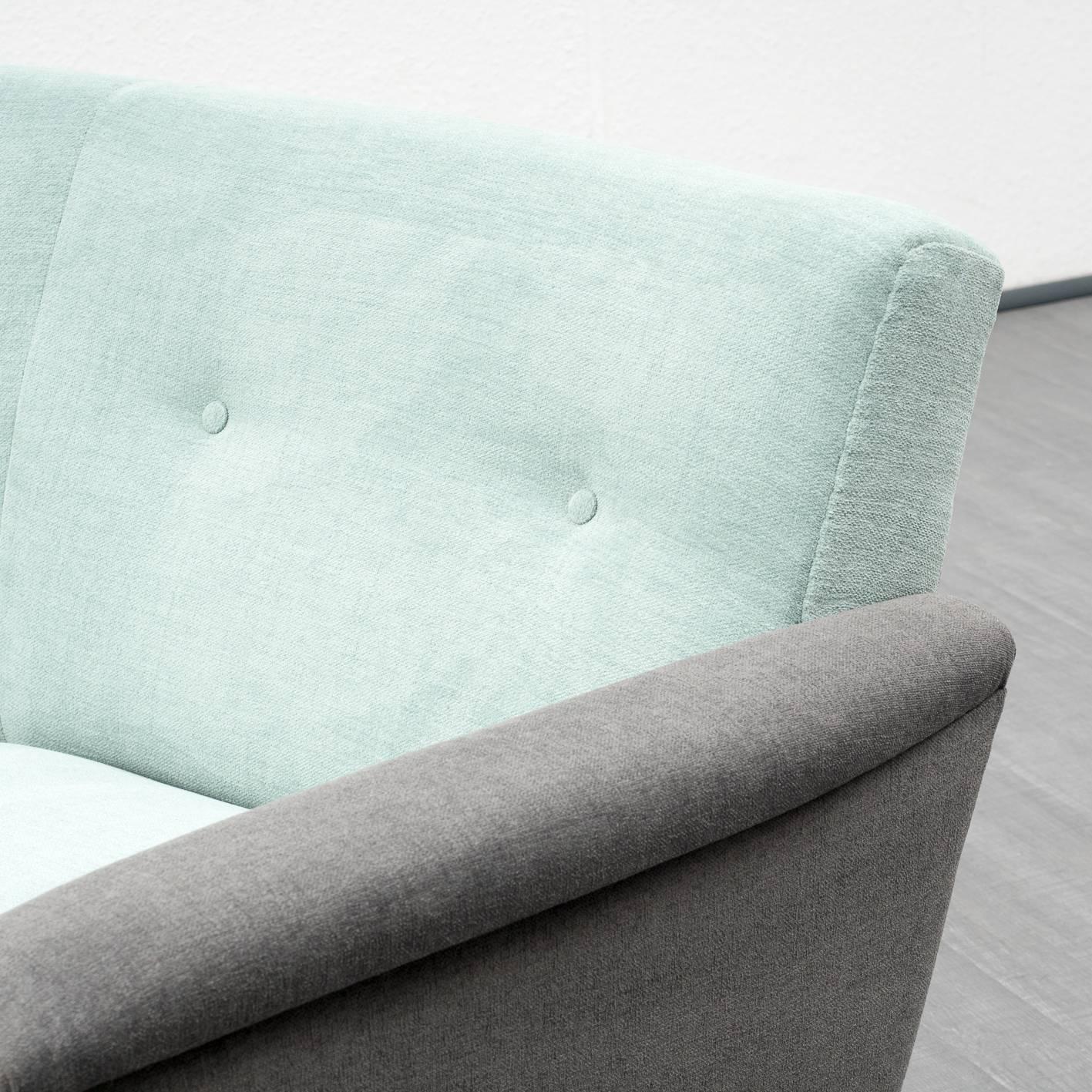 Semi-Circular 1950s Xl Sofa, Professionally Reupholstered For Sale 2