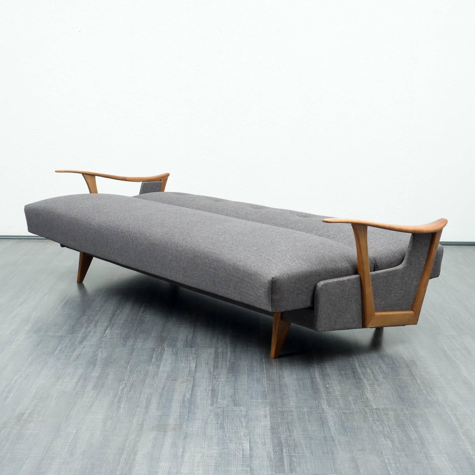 Walnut 1950s Sofa with Folding Mechanism, Streamline