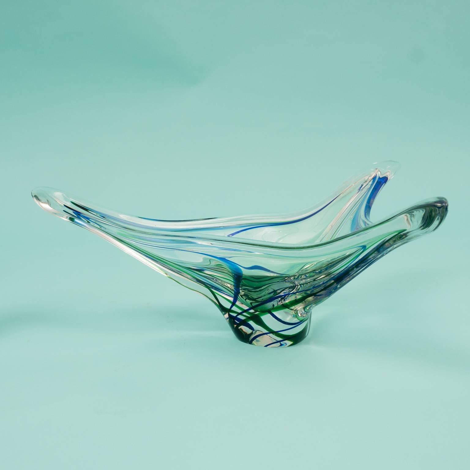 Dutch Bicolored 1960s Glass Bowl by Kristalunie Maastricht For Sale