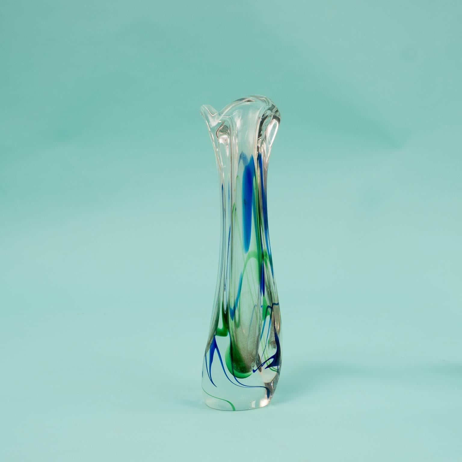 Dutch Bicolored 1960s Glass Vase by Kristalunie Maastricht For Sale