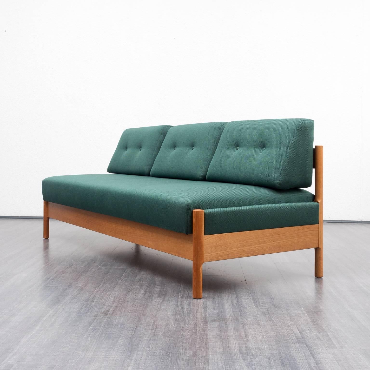 Mid-Century Modern Daybed in Scandinavian Style, Teak Frame, New Upholstery For Sale