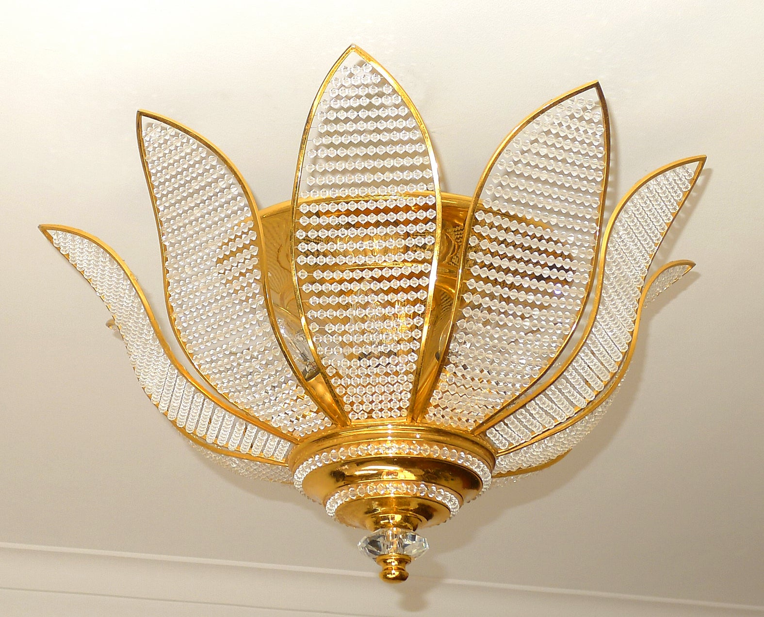 Gilt Acrylic Crystal Bakalowits Sunburst Hollywood Regency 10 Acrylic Crystal Bakalowits Sunburst
