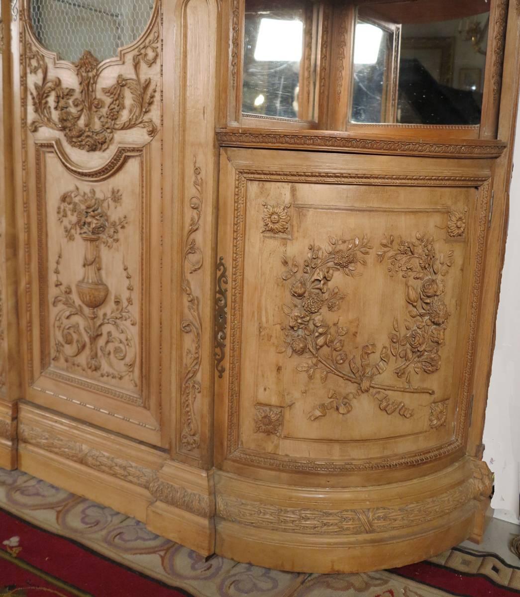 French Rare Louis XVI Carved Beechwood Biblioteque or Breakfront Cabinet For Sale