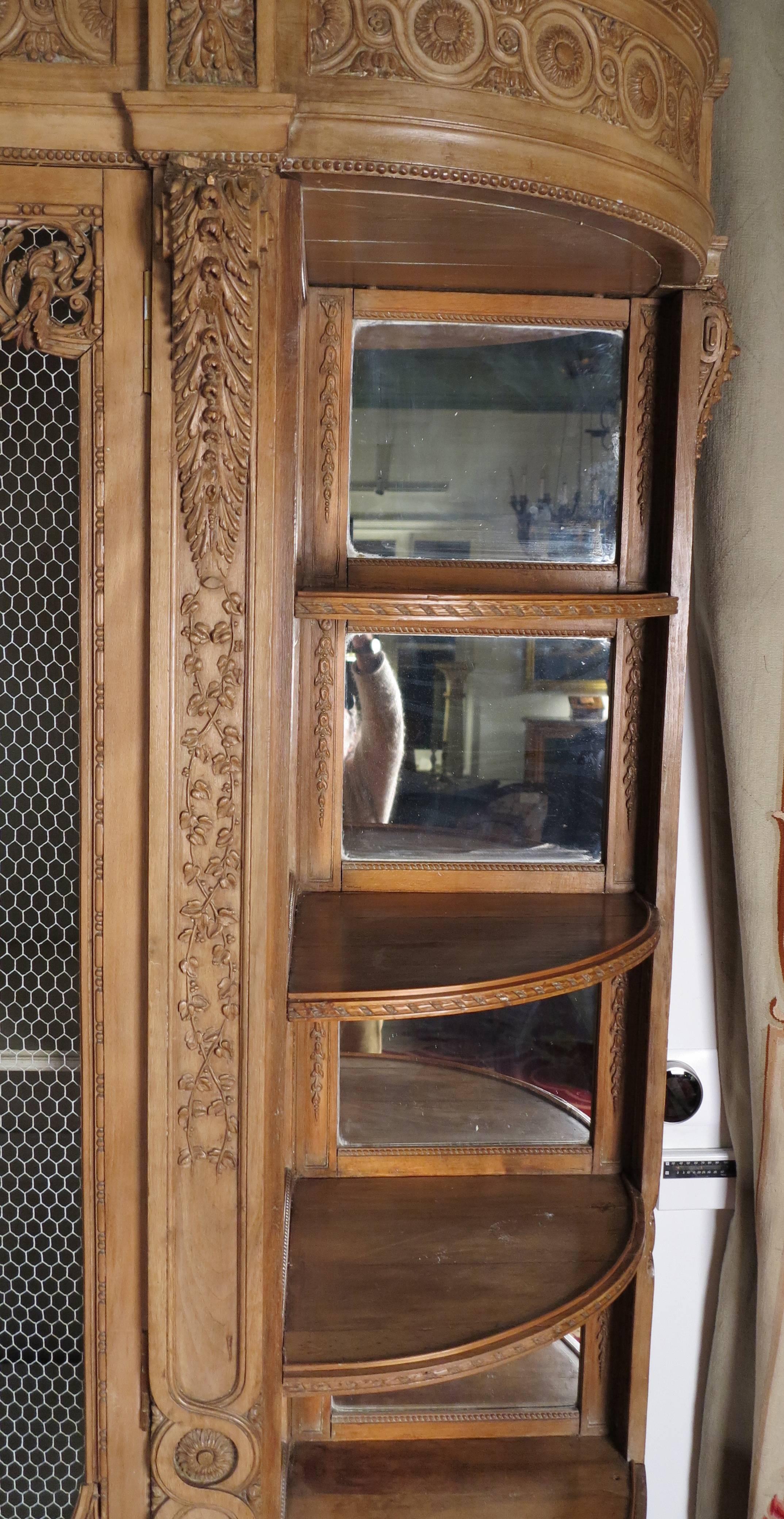 Rare Louis XVI Carved Beechwood Biblioteque or Breakfront Cabinet In Good Condition For Sale In Sheffield, MA