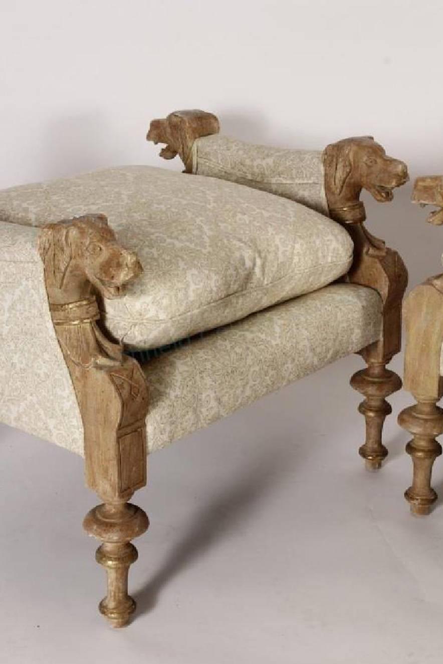 Renaissance A Fabulous Pair of Neo-Classic style Benches with carvings of Dog Heads For Sale
